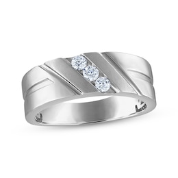 Now + Forever Men's Diamond Wedding Band 1/4 ct tw 10K White Gold