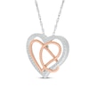 Thumbnail Image 2 of Diamond Heart & Rope Lasso Necklace 1/4 ct tw Sterling Silver & 10K Rose Gold  18&quot;
