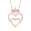 Thumbnail Image 0 of Diamond Heart Crown Necklace 1/10 ct tw Sterling Silver & 10K Rose Gold 18"