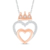 Thumbnail Image 1 of Diamond Heart Crown Necklace 1/10 ct tw Sterling Silver & 10K Rose Gold 18&quot;