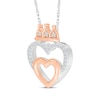 Thumbnail Image 1 of Diamond Heart Crown Necklace 1/10 ct tw Sterling Silver & 10K Rose Gold 18"