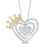 Thumbnail Image 1 of Diamond Triple Heart Crown Necklace 1/6 ct tw Sterling Silver & 10K Yellow Gold 18&quot;