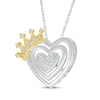 Thumbnail Image 2 of Diamond Triple Heart Crown Necklace 1/6 ct tw Sterling Silver & 10K Yellow Gold 18&quot;
