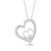 Thumbnail Image 0 of Diamond Accent Tilted Double Heart Necklace Sterling Silver 18"