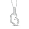 Thumbnail Image 2 of Diamond Accent Tilted Heart Doorknocker Necklace Sterling Silver 18"