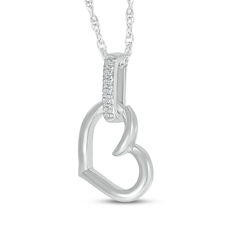 Diamond Accent Tilted Heart Doorknocker Necklace Sterling Silver 18"