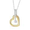 Thumbnail Image 2 of Diamond Tilted Heart Doorknocker Necklace 1/15 ct tw Sterling Silver & 10K Yellow Gold 18&quot;