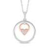 Thumbnail Image 1 of Diamond Circle Frame Heart Doorknocker Necklace 1/10 ct tw 10K Rose Gold & Sterling Silver 18"