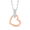 Thumbnail Image 1 of Diamond Tilted Heart Doorknocker Necklace 1/20 ct tw Sterling Silver & 10K Rose Gold 18&quot;