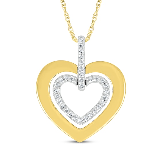 Diamond Heart Necklace 1/8 ct tw 10K Yellow Gold 18"