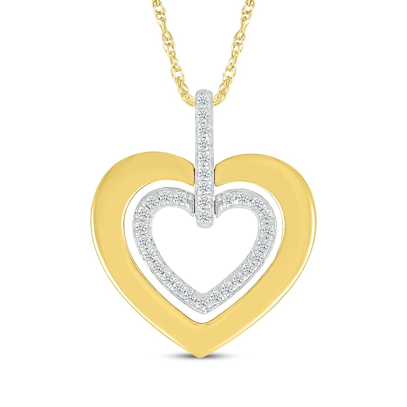 Main Image 1 of Diamond Heart Necklace 1/8 ct tw 10K Yellow Gold 18&quot;