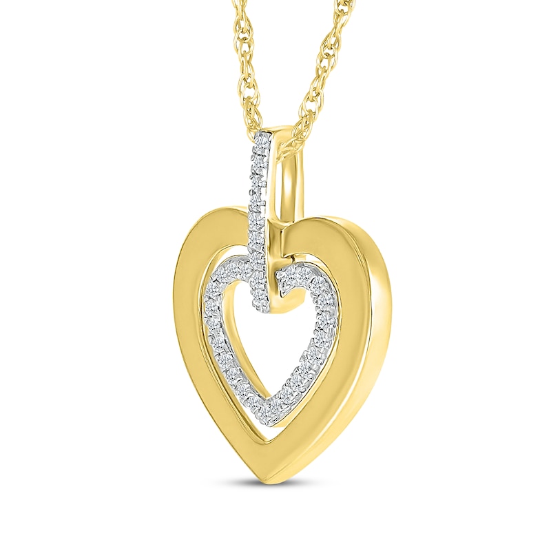 Main Image 2 of Diamond Heart Necklace 1/8 ct tw 10K Yellow Gold 18&quot;