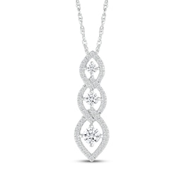 Diamond Three-Stone Link Necklace 1/2 ct tw 10K White Gold 18"
