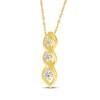 Thumbnail Image 2 of Diamond Three-Stone Link Necklace 1/3 ct tw 10K Yellow Gold 18&quot;