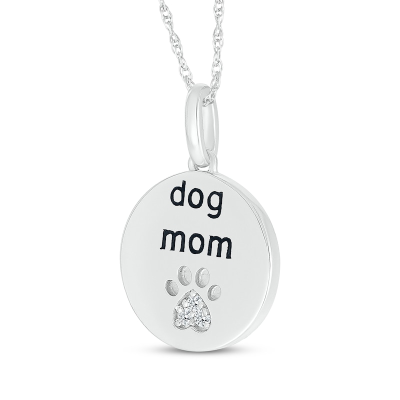 Main Image 2 of Diamond Accent &quot;Dog Mom&quot; Paw Print Necklace Sterling Silver 18&quot;