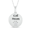 Thumbnail Image 1 of Diamond Accent &quot;Cat Mom&quot; Medallion Necklace Sterling Silver 18&quot;