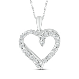 Diamond Twist Heart Necklace 1/10 ct tw Sterling Silver 18"