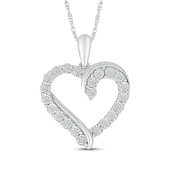 Diamond Twist Heart Necklace 1/10 ct tw Sterling Silver 18"
