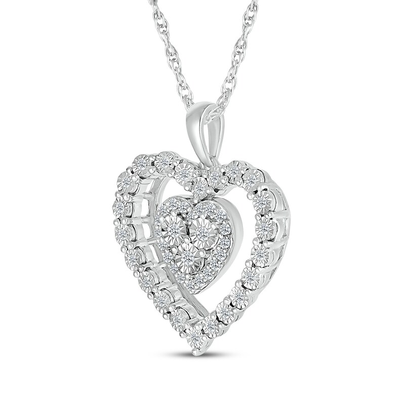 Main Image 2 of Diamond Double Heart Necklace 1/4 ct tw Sterling Silver 18&quot;