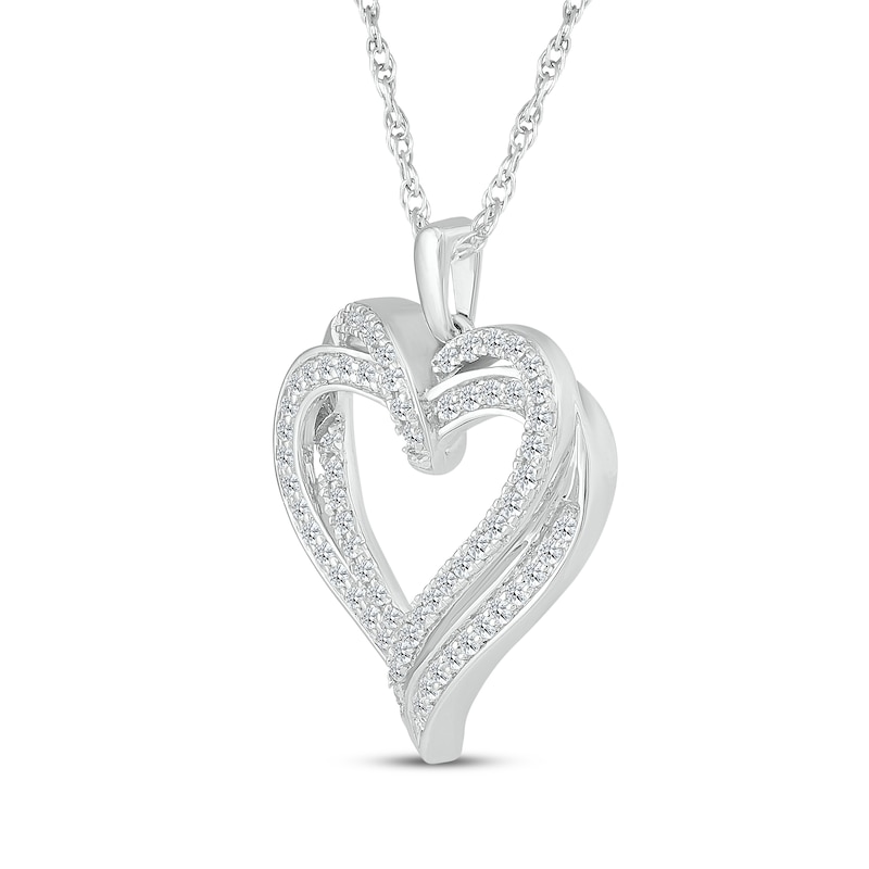 Main Image 2 of Diamond Overlapping Hearts Necklace 1/2 ct tw Sterling Silver 18&quot;