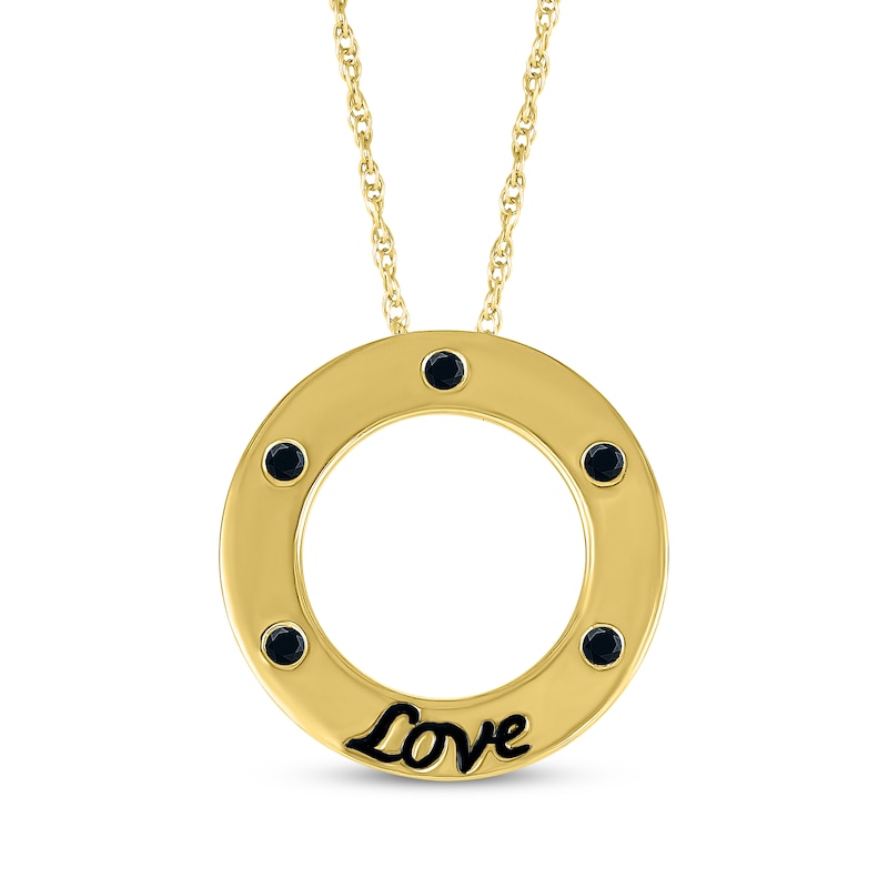 Main Image 1 of Black Diamond &quot;Love&quot; Circle Necklace 1/10 ct tw 10K Yellow Gold 18&quot;