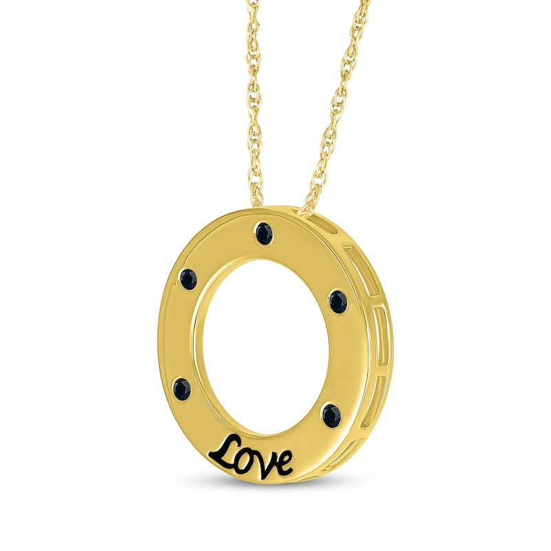 Main Image 2 of Black Diamond &quot;Love&quot; Circle Necklace 1/10 ct tw 10K Yellow Gold 18&quot;