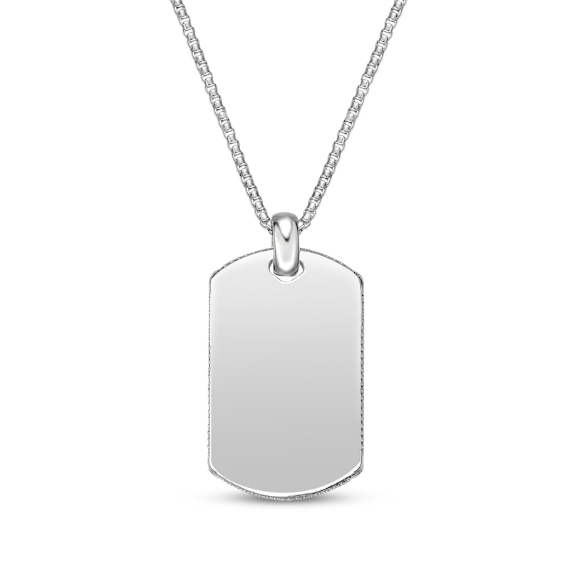 Main Image 3 of Men's Black Agate Dog Tag Necklace Sterling Silver 24&quot;