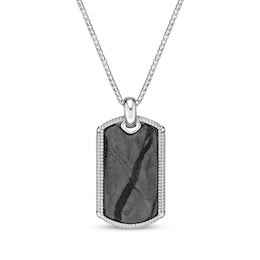 Men's Picasso Jasper Dog Tag Necklace Sterling Silver 24"