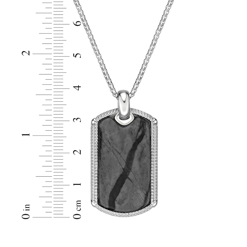 Main Image 7 of Men's Picasso Jasper Dog Tag Necklace Sterling Silver 24&quot;