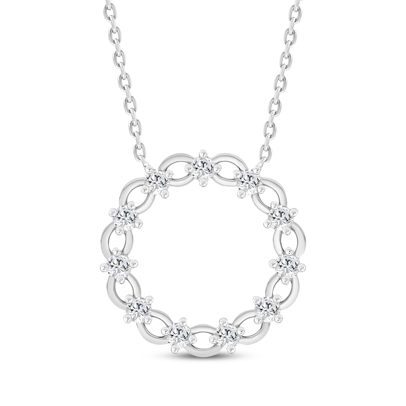 Main Image 1 of Diamond Circle Link Necklace 1/2 ct tw 10K White Gold 18&quot;