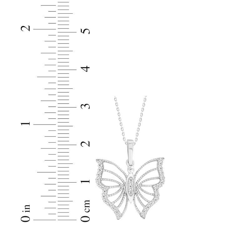 Main Image 3 of Diamond Butterfly Necklace 1/6 ct tw Sterling Silver 18&quot;
