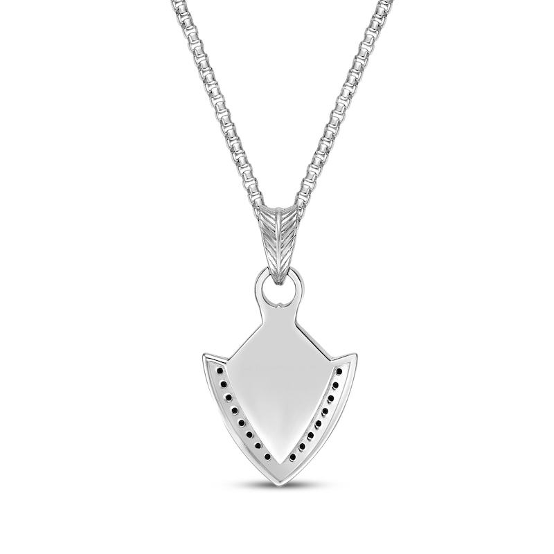 Main Image 3 of Men's Black Onyx & Black Spinel Arrowhead Necklace Sterling Silver 24&quot;