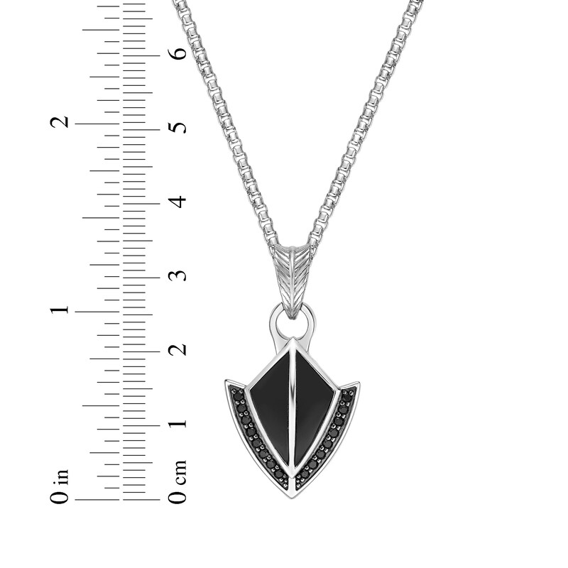 Main Image 7 of Men's Black Onyx & Black Spinel Arrowhead Necklace Sterling Silver 24&quot;