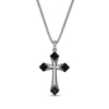 Thumbnail Image 1 of Men's Black Onyx Cross Necklace Sterling Silver 24&quot;