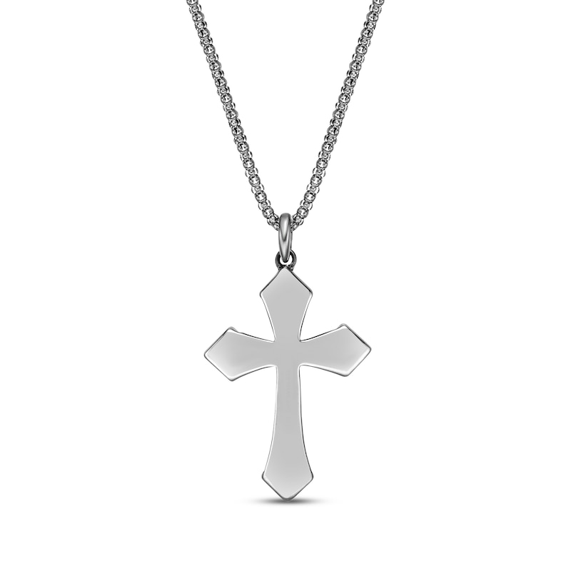 Main Image 3 of Men's Black Onyx Cross Necklace Sterling Silver 24&quot;