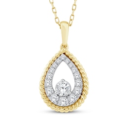 Threads of Love Diamond Teardrop Necklace 1/2 ct tw 10K Yellow Gold 18"