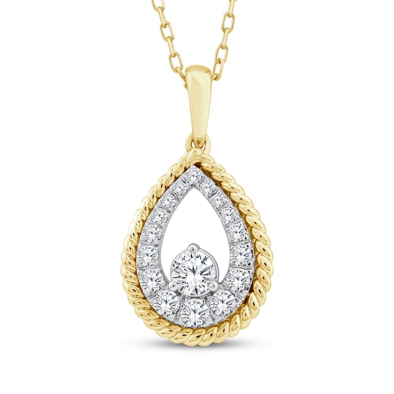 Threads of Love Diamond Teardrop Necklace 1/2 ct tw 10K Yellow Gold 18"