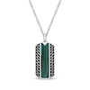 Thumbnail Image 1 of Men's Malachite Dog Tag Necklace Sterling Silver 24&quot;