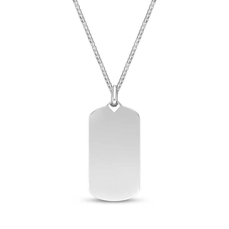 Main Image 3 of Men's Malachite Dog Tag Necklace Sterling Silver 24&quot;