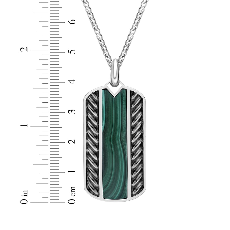 Main Image 6 of Men's Malachite Dog Tag Necklace Sterling Silver 24&quot;