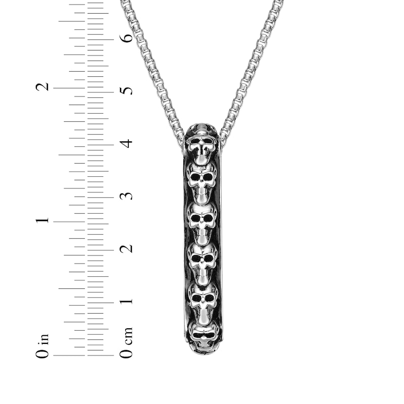 Main Image 6 of Men's Howlite Stacked Skulls Necklace Sterling Silver 24&quot;