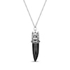 Thumbnail Image 2 of Men's Black Agate & Black Spinel Dragon Head-Topped Horn Necklace Sterling Silver 24&quot;