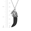 Thumbnail Image 6 of Men's Black Agate & Black Spinel Dragon Head-Topped Horn Necklace Sterling Silver 24&quot;