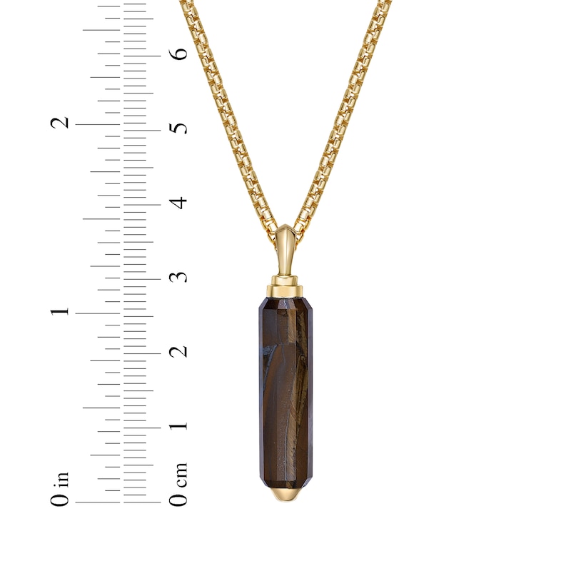 Main Image 6 of Men's Tiger's Eye Quartz Necklace 14K Yellow Gold-Plated Sterling Silver 24&quot;