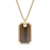 Thumbnail Image 1 of Men's Tiger's Eye Quartz Dog Tag Necklace 14K Yellow Gold-Plated Sterling Silver 24&quot;