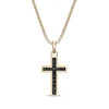 Thumbnail Image 0 of Men's Black Spinel Cross Necklace 14K Yellow Gold-Plated Sterling Silver 24"