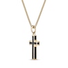 Thumbnail Image 1 of Men's Black Spinel Cross Necklace 14K Yellow Gold-Plated Sterling Silver 24"