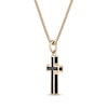 Thumbnail Image 2 of Men's Black Spinel Cross Necklace 14K Yellow Gold-Plated Sterling Silver 24&quot;