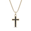 Thumbnail Image 2 of Men's Black Spinel Cross Necklace 14K Yellow Gold-Plated Sterling Silver 24"