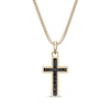 Thumbnail Image 3 of Men's Black Spinel Cross Necklace 14K Yellow Gold-Plated Sterling Silver 24&quot;